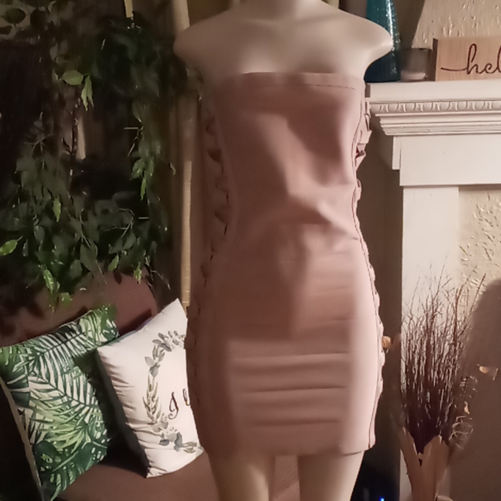 Tan Bandage Tube Dress
